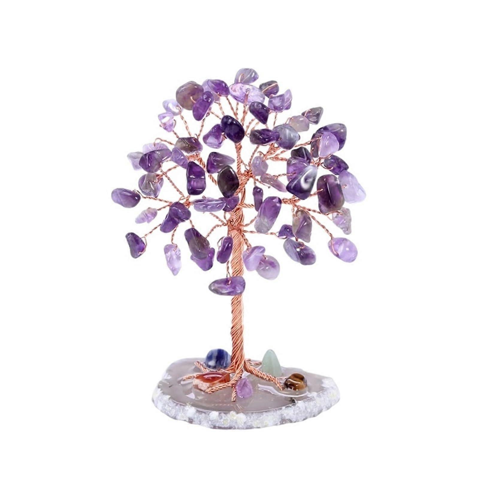 Crystal Money Tree, Crystal Tree, Gemstone Tree, Crystal Tree with Ornaments, Money Tree for Home Office, Crystal Tree (Purple) 9x4.5x4.5cm Purple
