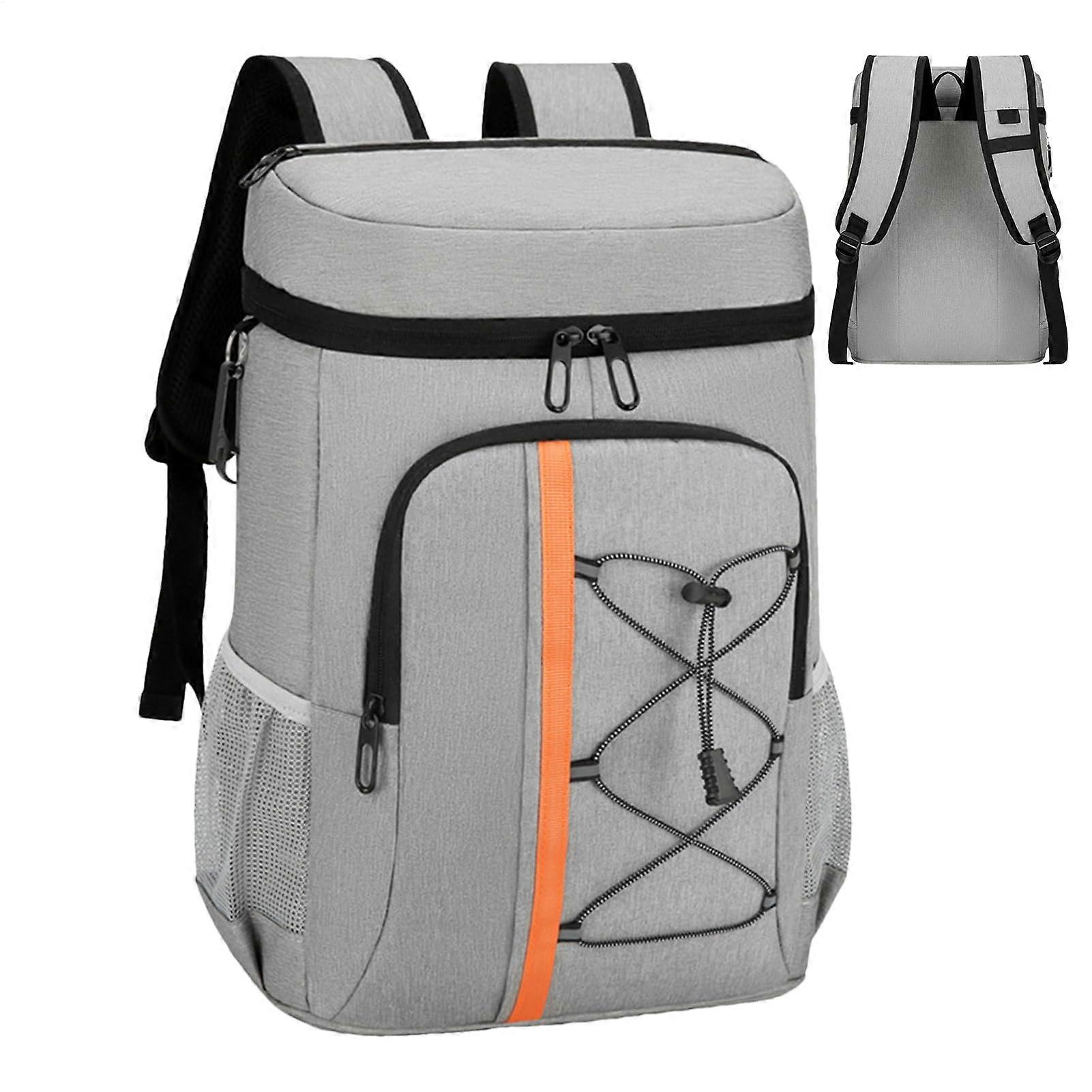 Insulated Cooler Backpack, Lightweight Grey Rucksack with Cooler Compartment for Camping, Hiking, and Day Trips
