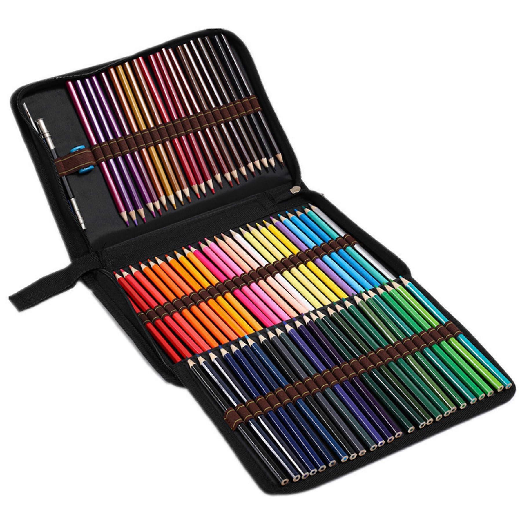 Color Pencils Set 72-Color Portable Water-Soluble Pencils With Canvas Case For Kids, School, Art Class, Coloring Books