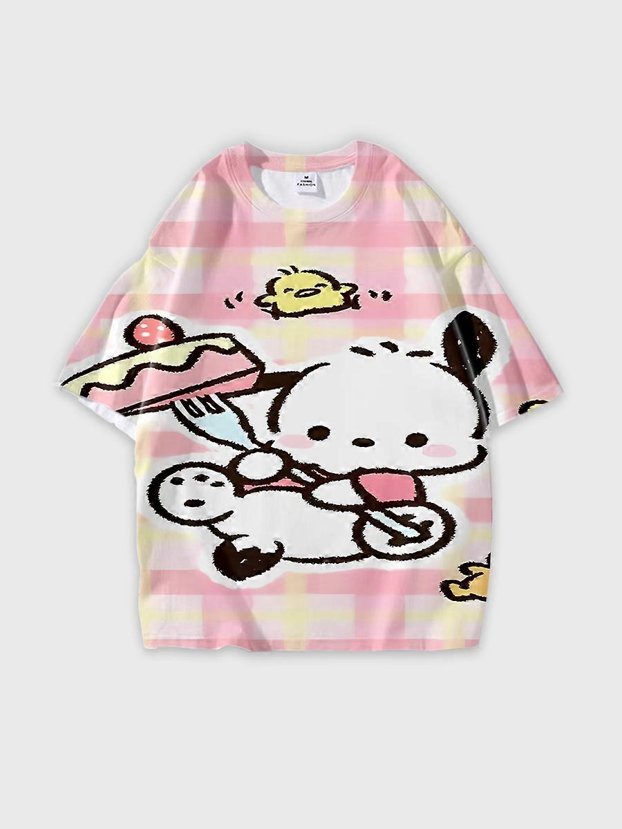 T-shirt round neck Cartoon Pattern loose short sleeve D1913