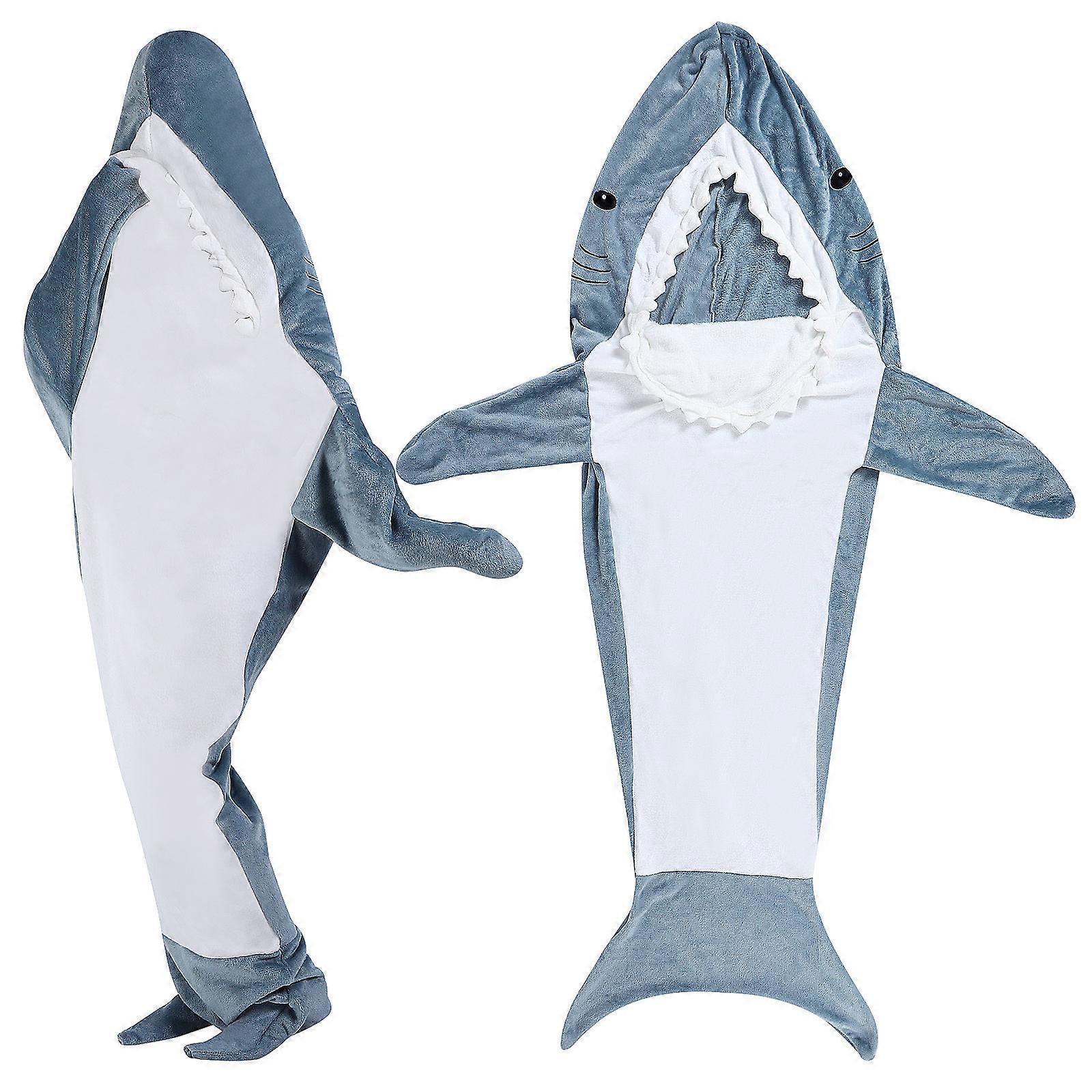 Shark-Shaped Wearable Blanket Comfortable Flannel Sleeping Sack For Indoor Use Relaxation 86.6X43.3X0.8in 1Set