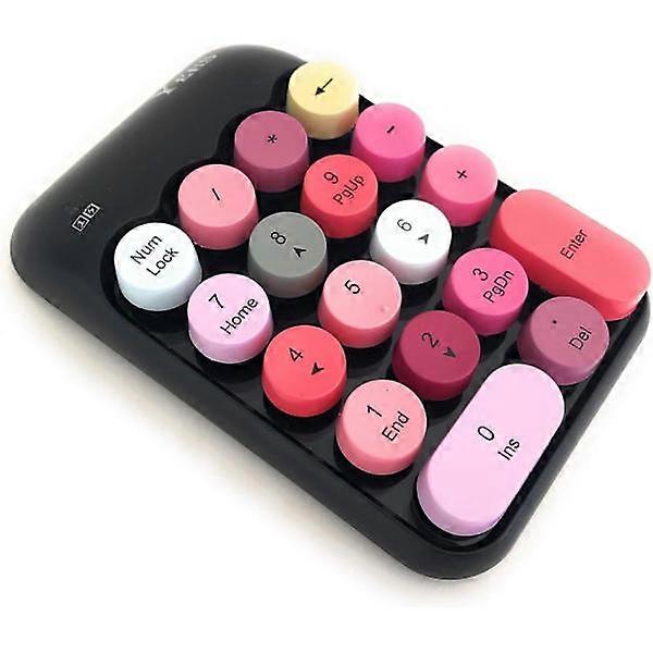 Wireless numeric keypad with 18 keys, 2.4 GHz USB, portable, colorful number pad for laptop, desktop, Surface Pro, PC, notebook