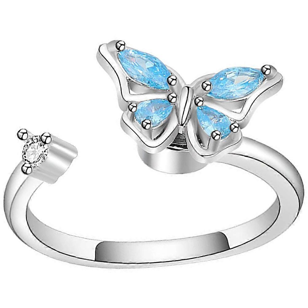 Crystal Butterflies Ring Open Adjustable Ring Stylish Jewelry