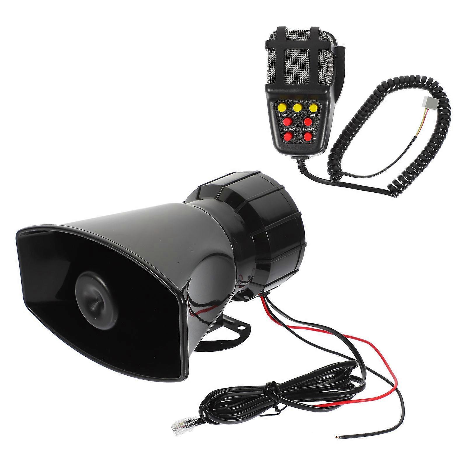 Black Steel Car Alarm Speaker System with 7 Tone Options for Home Use and Vehicle Compatibility 1 Set