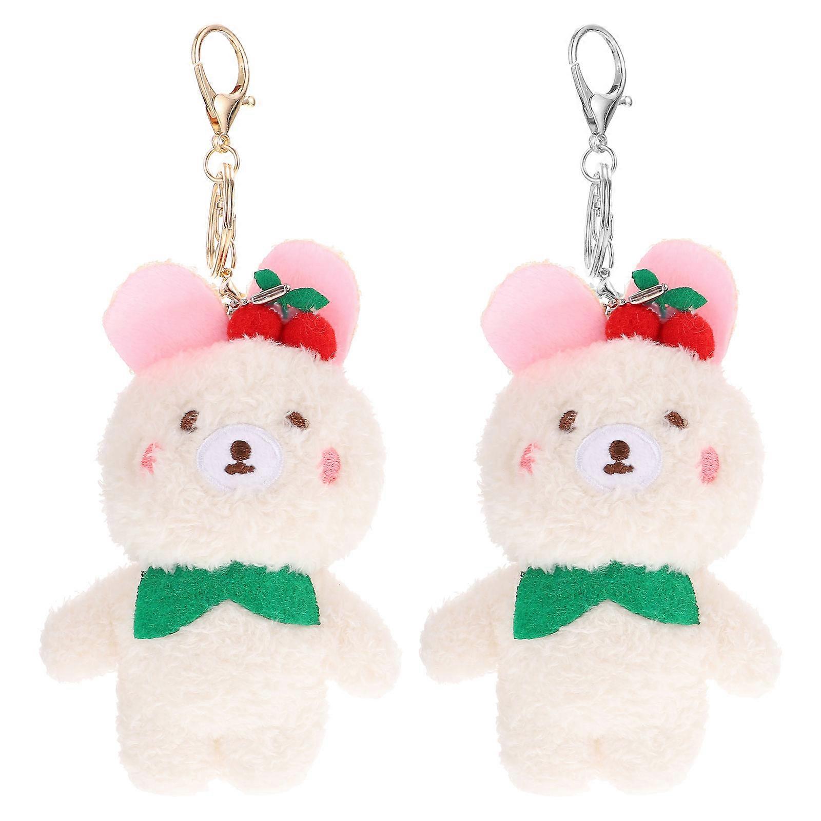 Bunny Key Key Ring for Bag Hanging Decoration 2Pcs Soft Plush