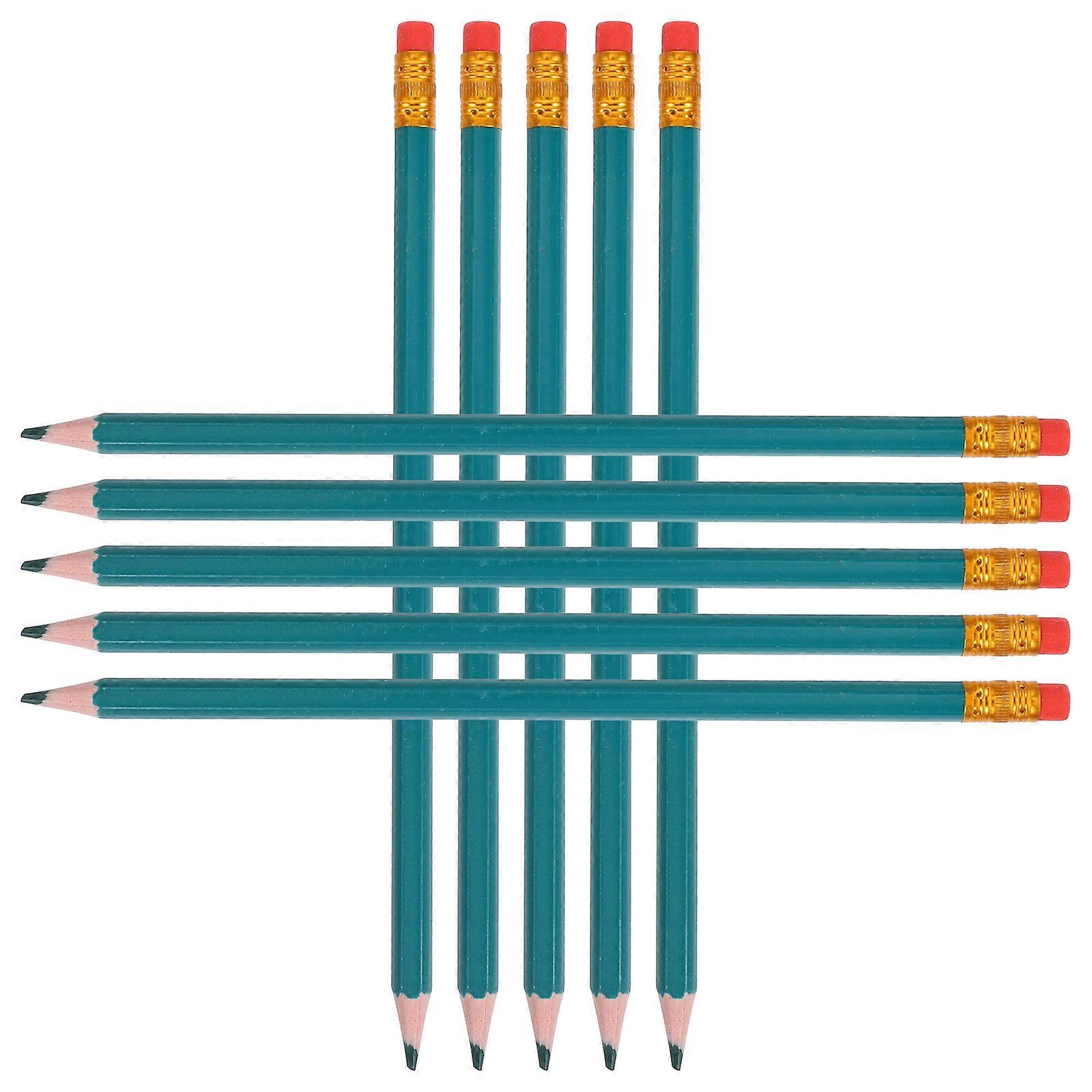 Erasable Colored Pencils with Erasers for Home Use Green Wood and Plastic 12 Pcs