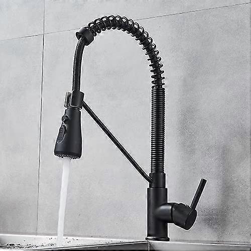 Kitchen Sink Faucet Bar Farmhouse Chrome/Black, Pull-Down, 360 Rotation, Single-Handle, Spring Water Mixer Tap Black B