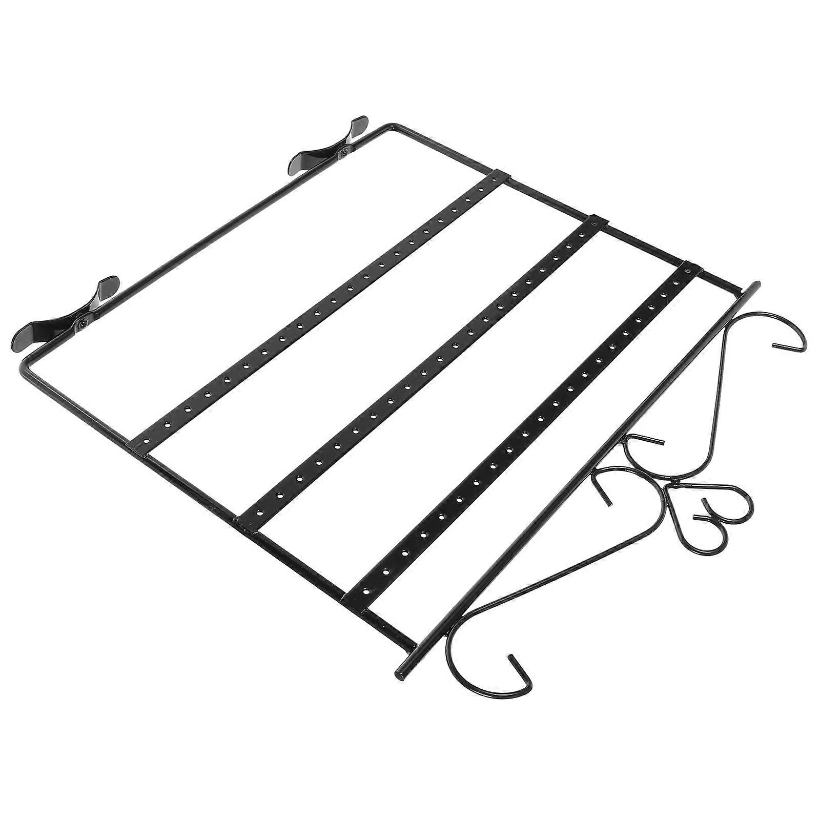 Three Layer Black Iron Jewelry Display Stand for Earrings, Necklaces & Rings – Durable Wall Mountable Organizer for Home & Store Use