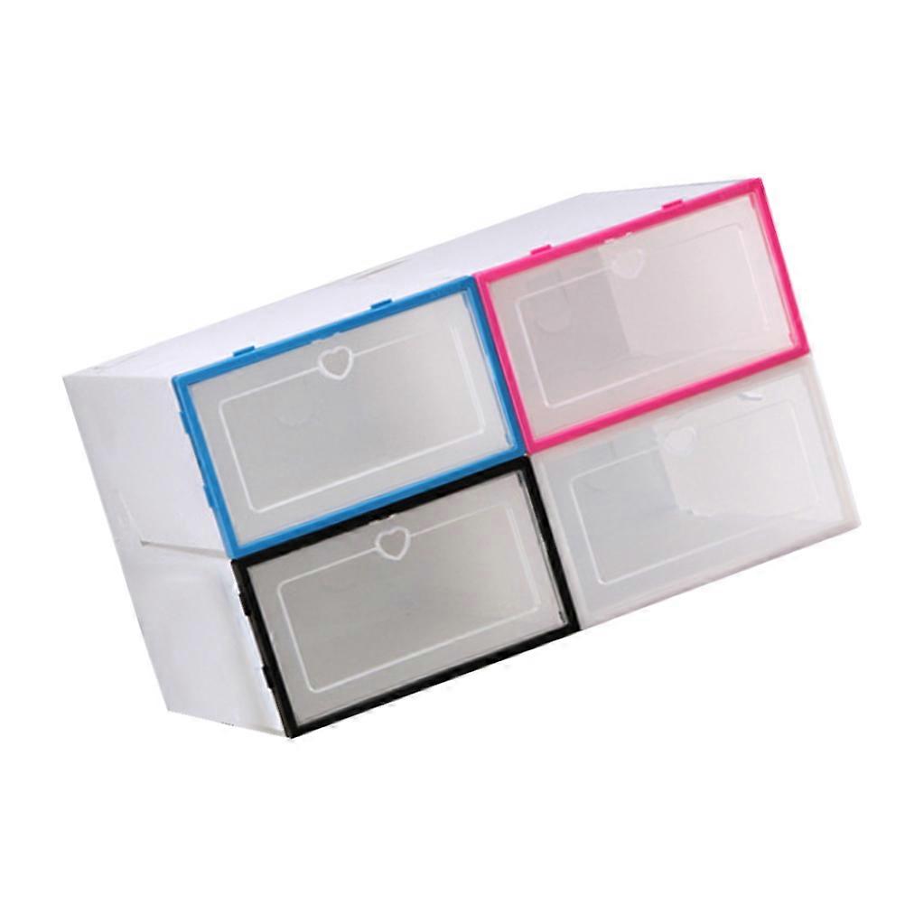 Plastic Shoe Storage Boxes with Lid Dust Proof Portable Sturdy Design for Home Use 4 Pieces