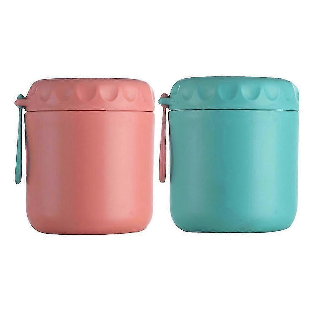Breakfast with Handle Design Practical Soup Containers Red 430ml Waterproof 2Pcs