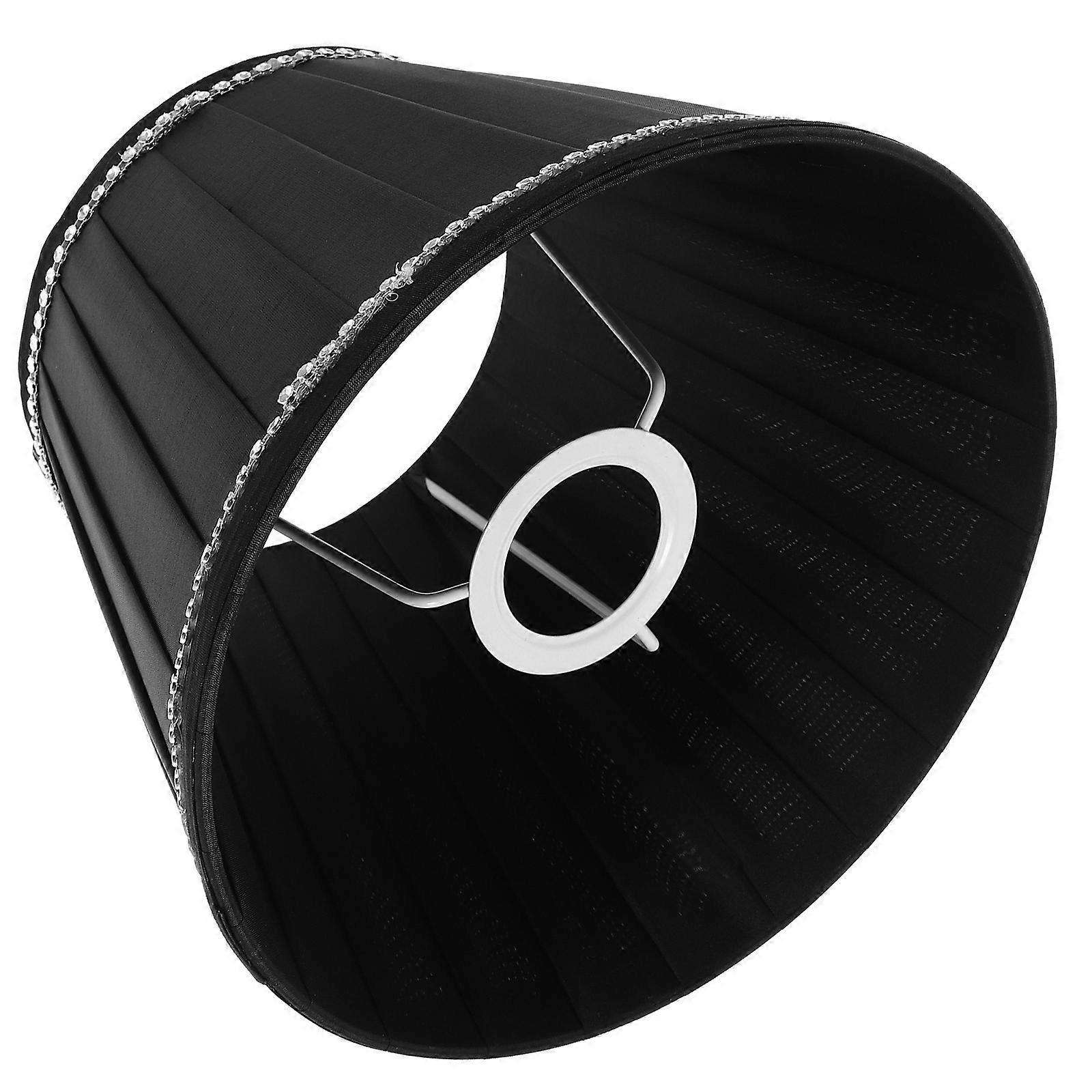 Black Pleated Lamp Shade for Table Lamp Made of Cloth and Iron Create Warm Atmosphere for Home Use 6.3 Inches