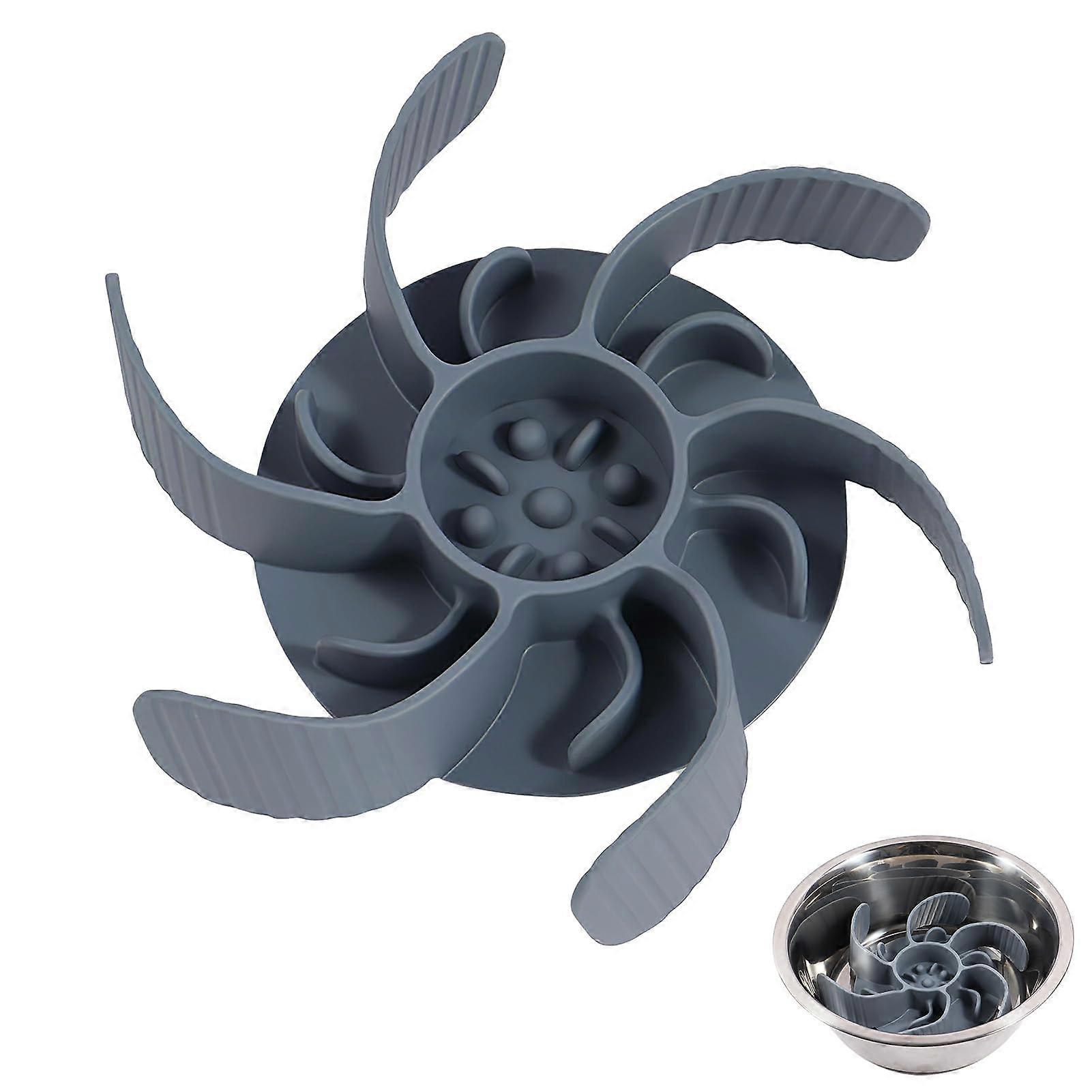 Dog Bowl Slow Feeder Anti-Sling Silicone Grey Bowl for Dogs and Cats, Relieves Overeating and Improves Digestion