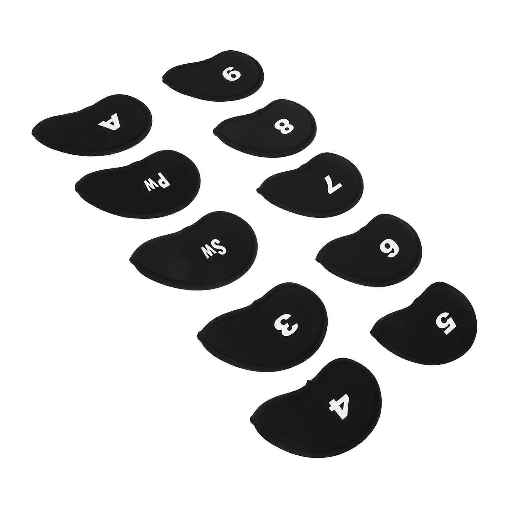 10Piece Golf Club Cover Set, Golf Accessories, Head Protection for Golf Clubs, Driver Headcovers, Putter Covers, Black Jiaji Fabric Golf Headgear