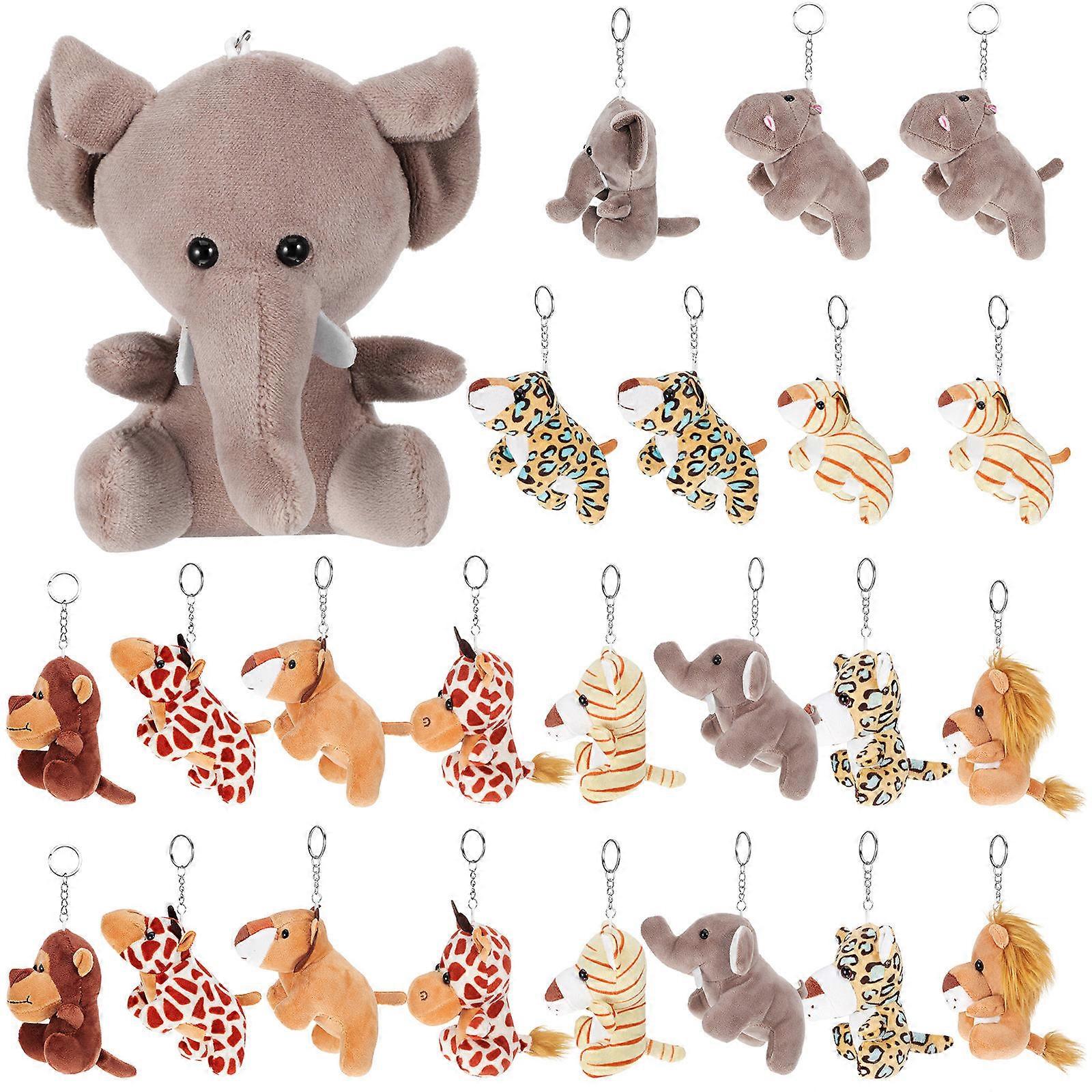 24pcs Cute Plush Animal Keychains PP Cotton for Playing Mini Stuffed Dolls