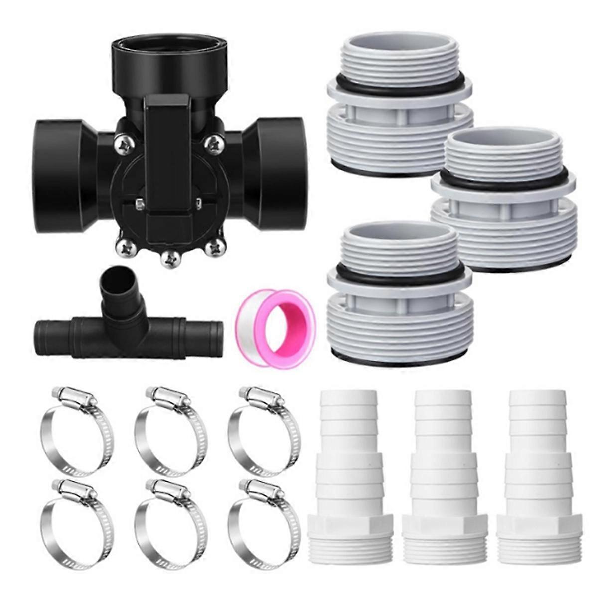 Pool Maintenance Part 1.5inch 3 Way Valves Conversion Set Hose Adapters Hose Clamps Sealing Rings f