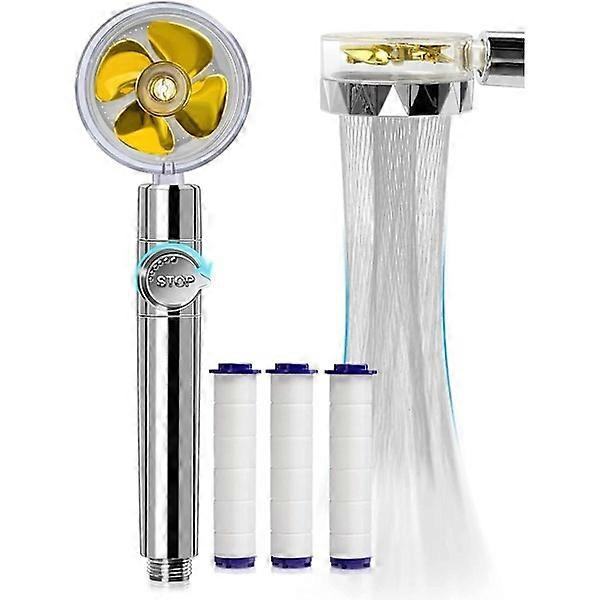 Water-saving anti-limescale shower head, high-pressure propeller shower head Three filter system with 3 replaceable PP