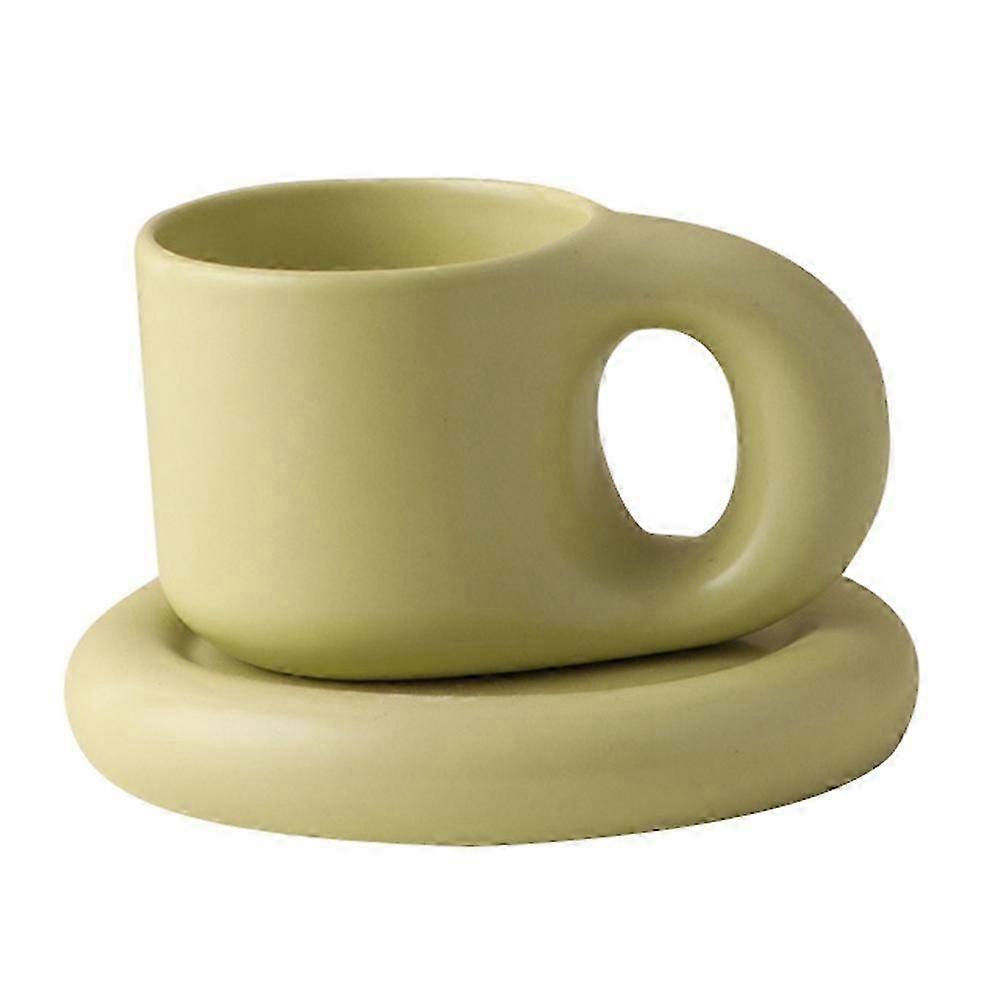 Type C 300ml Creative Ceramic Mug Ceramic Cup with Coaster Saucer for Coffee Tea Latte