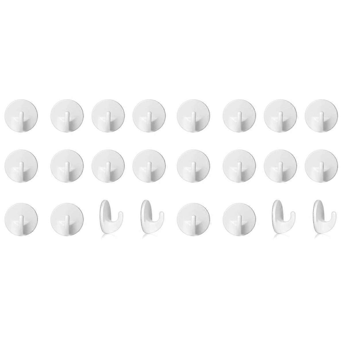 24 Pcs Plastic Hooks Self Adhesive, Sticky Hooks Removable Wall Hooks,Stick on Hooks for Hanging Coa