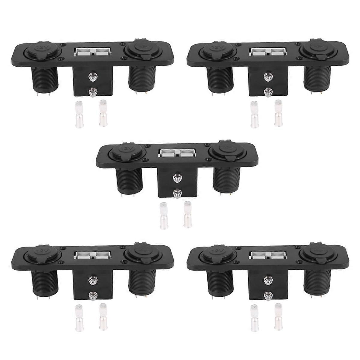 5X Flush Mount for Anderson Plug Socket Double USB Charger Socket Panel for Caravan Boat Truck