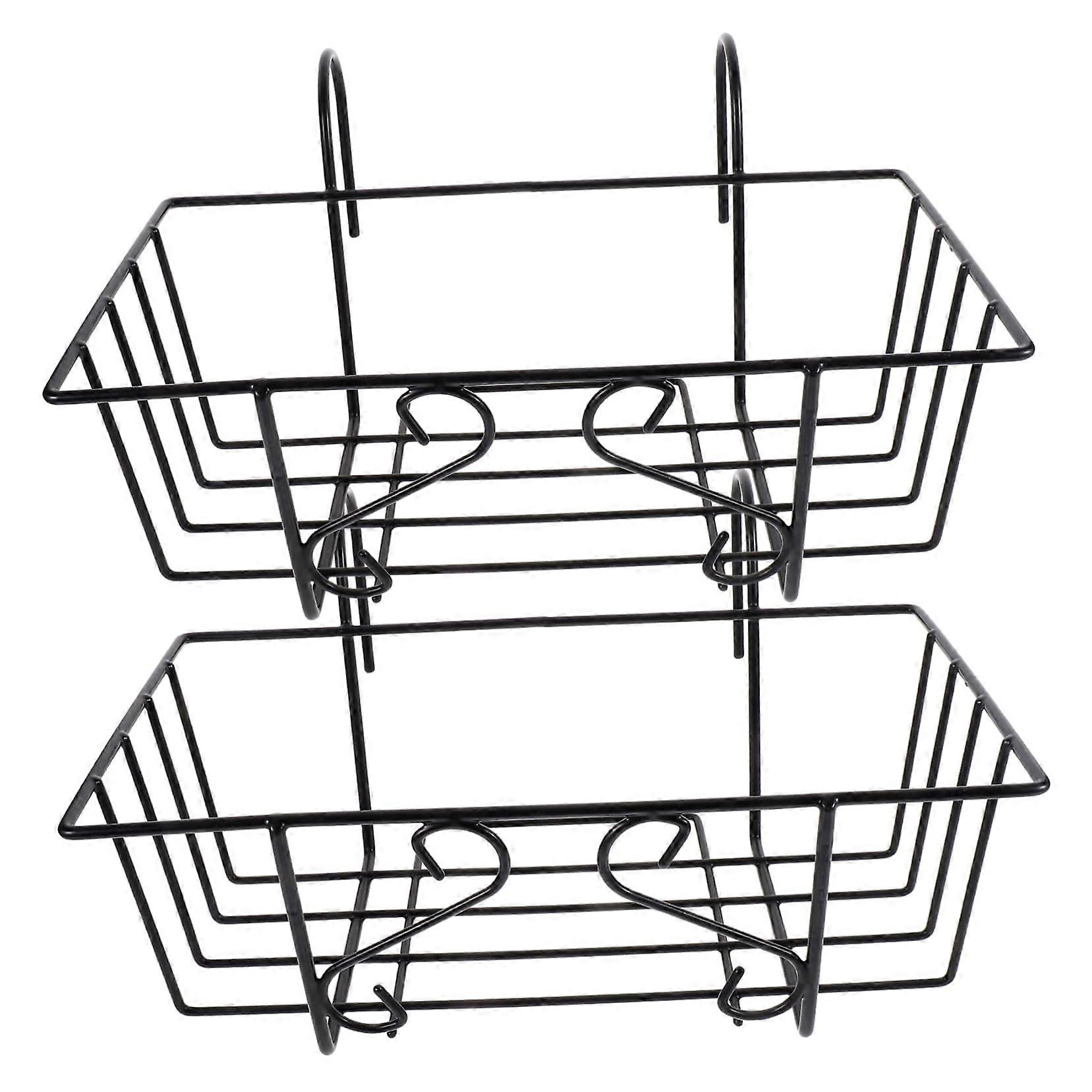 2 x Storage Containers for Flower Pots, Hanging Baskets, Iron, Black
