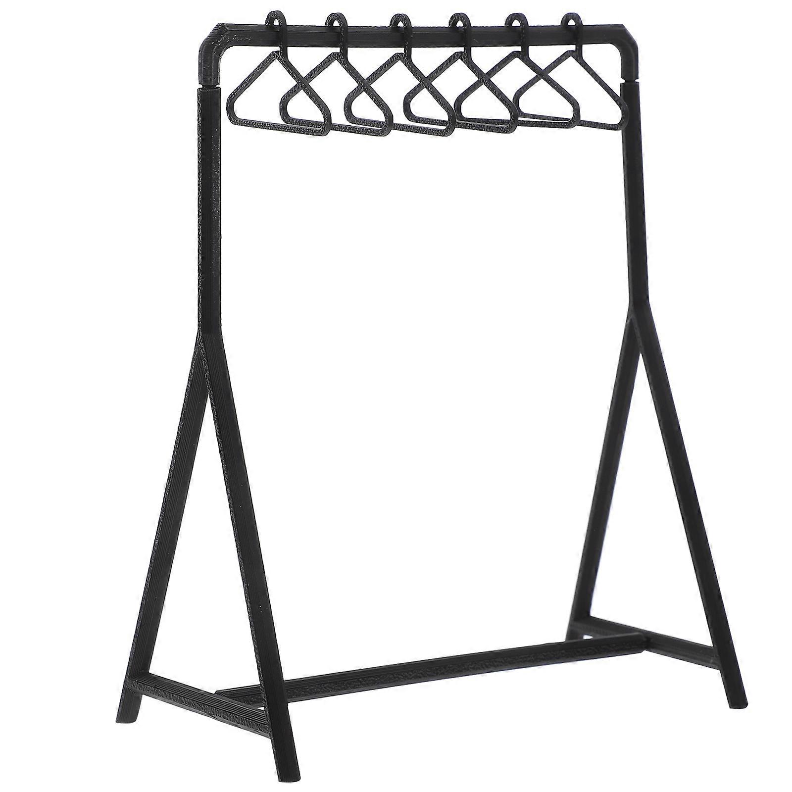Black Plastic Miniature Hanger Rack for Doll House Decoration with Compact Design 1 Set