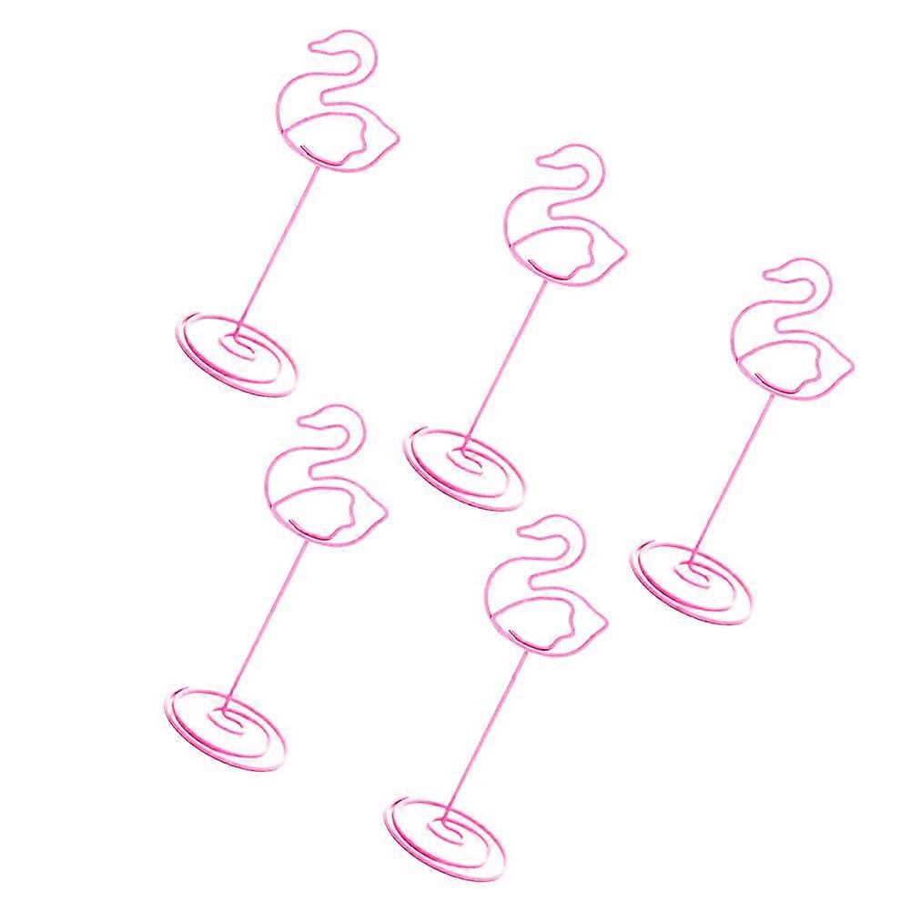 Black Metal Flamingo Shape Photo Clips for Holding Photos with Spiral Base Suitable for Wedding and Office Use 5 Pieces