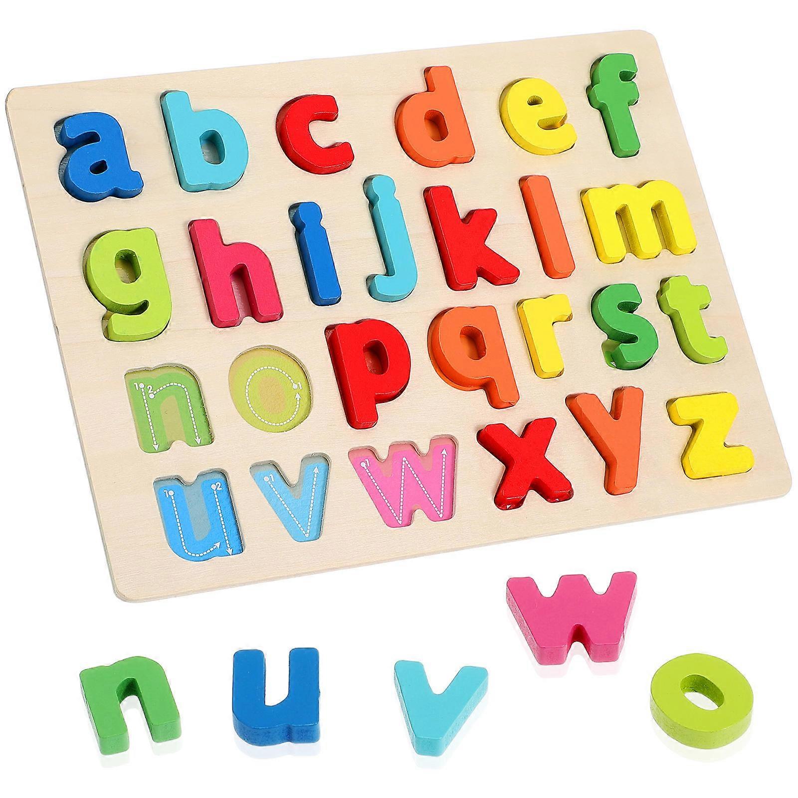Kid-Friendly Alphabet Puzzle Set Made of Polished Wood for Early Learning