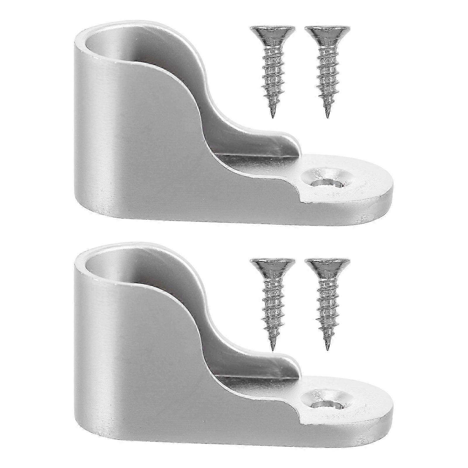 Metal Closet Rod Ends Support Flange Base Easy To Install And Remove Stable Design For Storing Or Displaying Clothes 2Pcs
