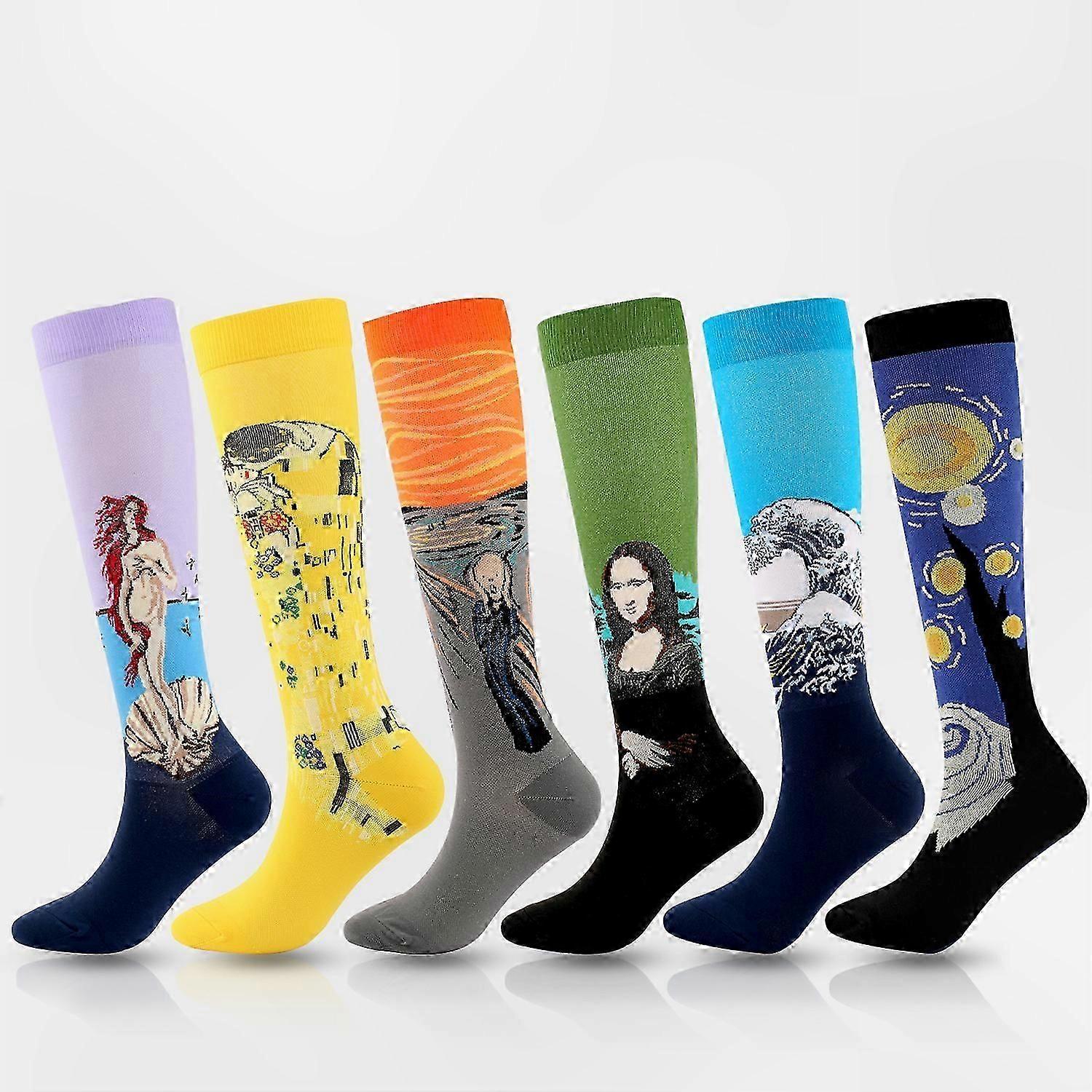 6-Pack Elastic Compression Socks for Sports and Daily Use