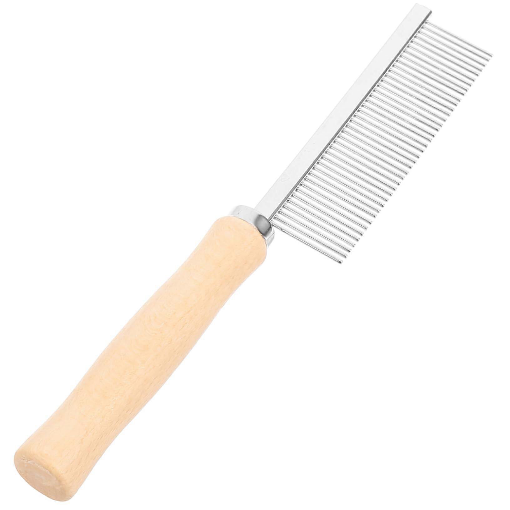 Wooden-Handle Cat And Dog Comb Multifunctional Grooming Tool For Matted Fur Removal Ergonomic For Daily Thorough Care