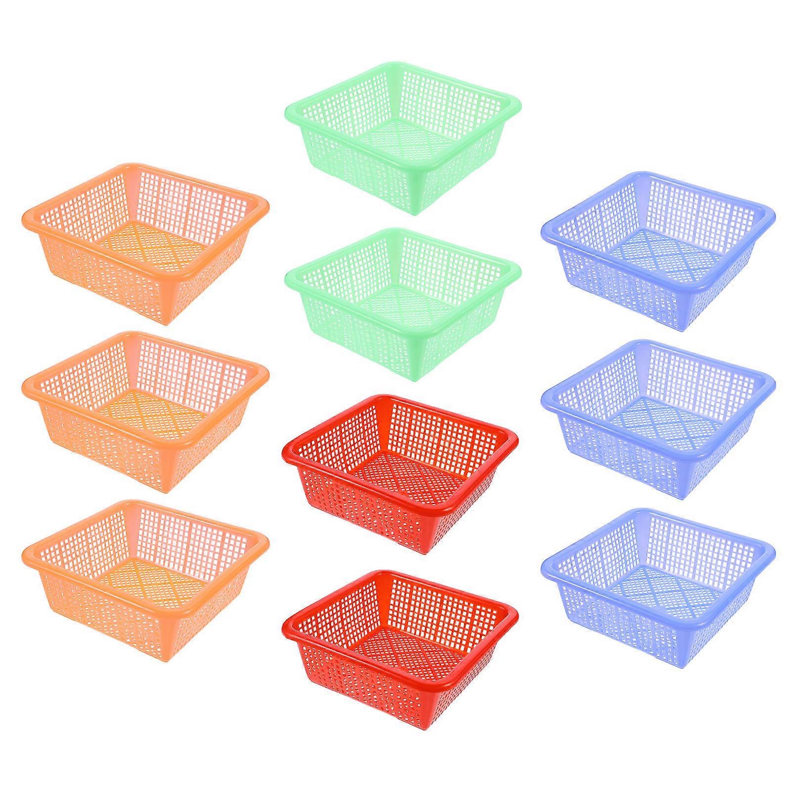 10pcs Square Shape Storage Baskets Plastic Storage Baskets (Mixed Color)