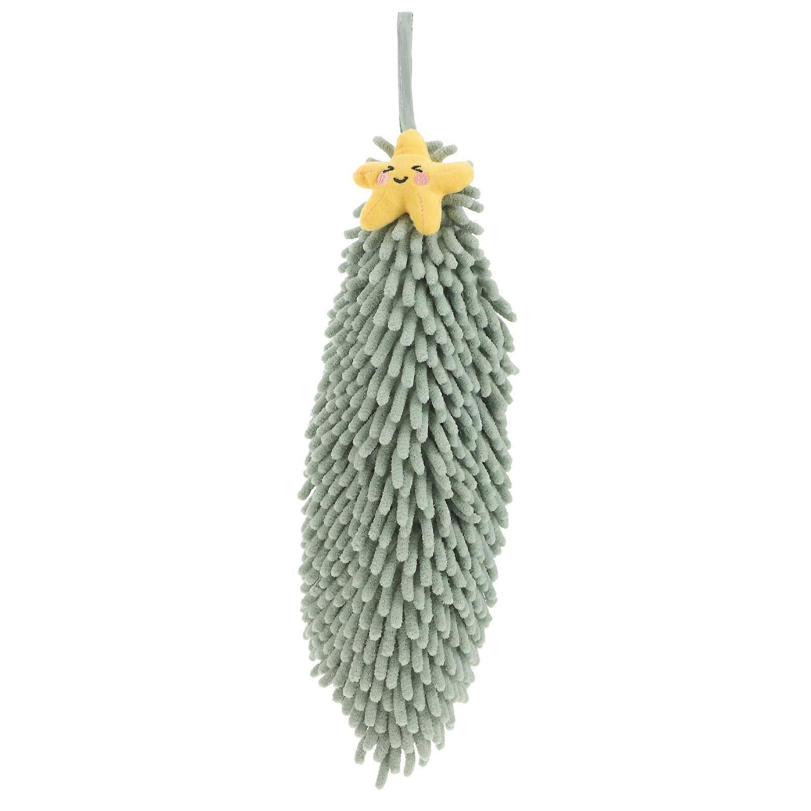 Olive Green Chenille Hand Towel for Bathroom Use Super Absorbent and Quick Drying 10.5 x 18 inches