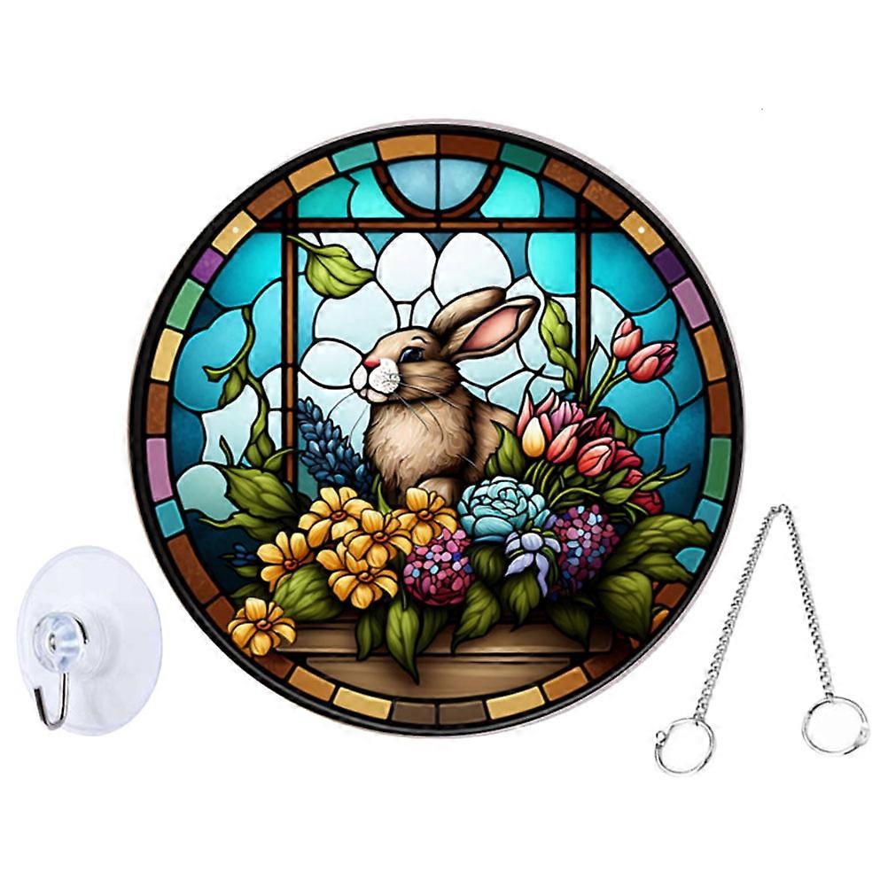 Elegant Flower Hanging Decoration Double-Sided Bunny Ornament For Window Display 1Set