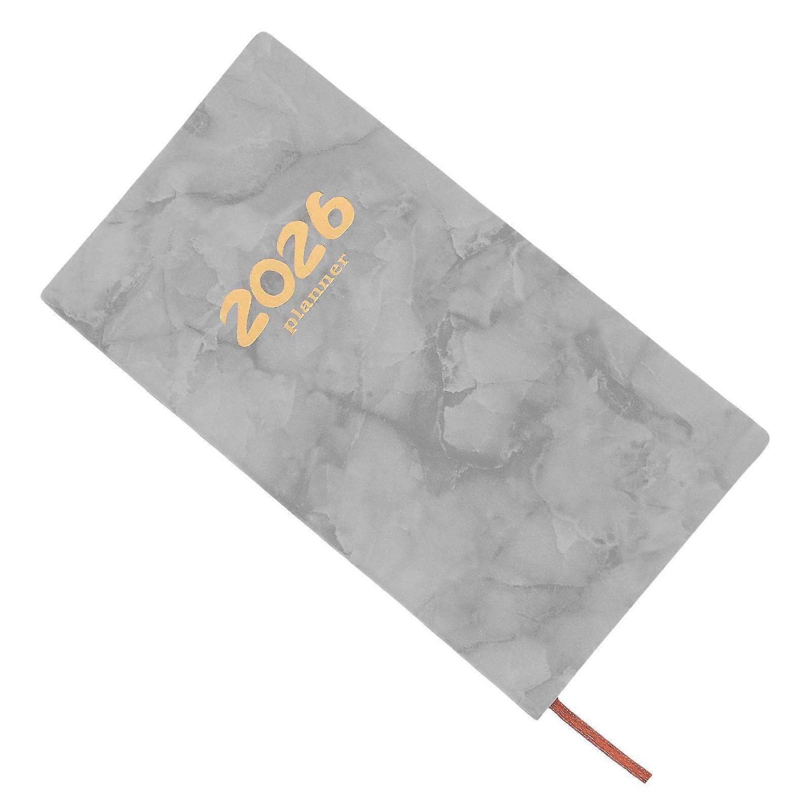 Grey Daily Planner Notebook A6 Time Management Journal For Office School Travel 2026 Year-Round 1Pcs