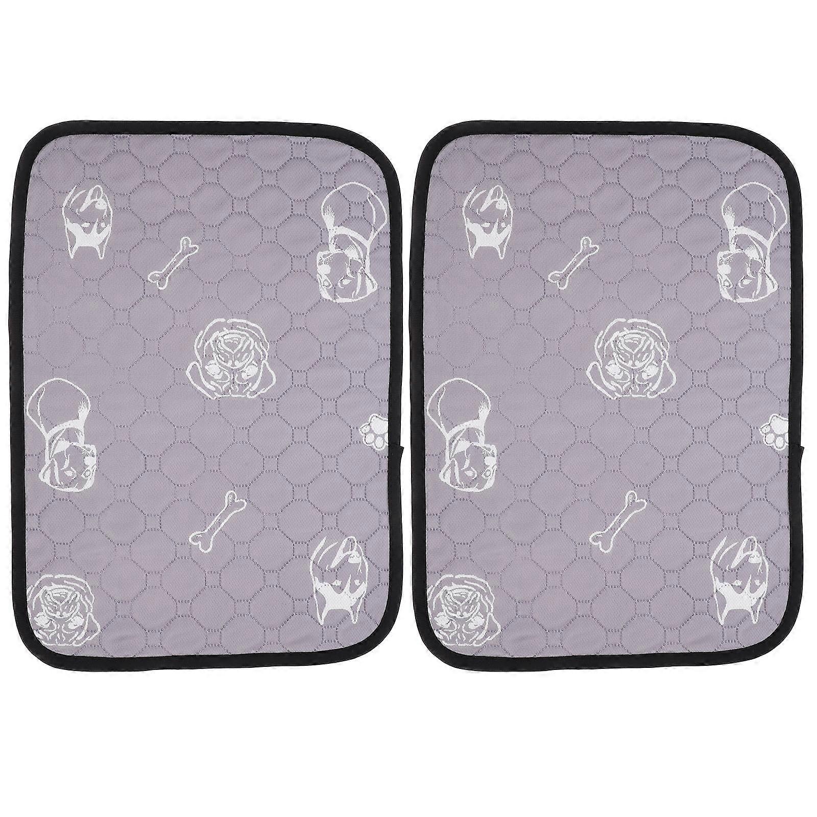 Waterproof Dog Pee Pads 2Pcs Washable Absorbing Pet Training Mats Grey For Indoor Use And Pet Care