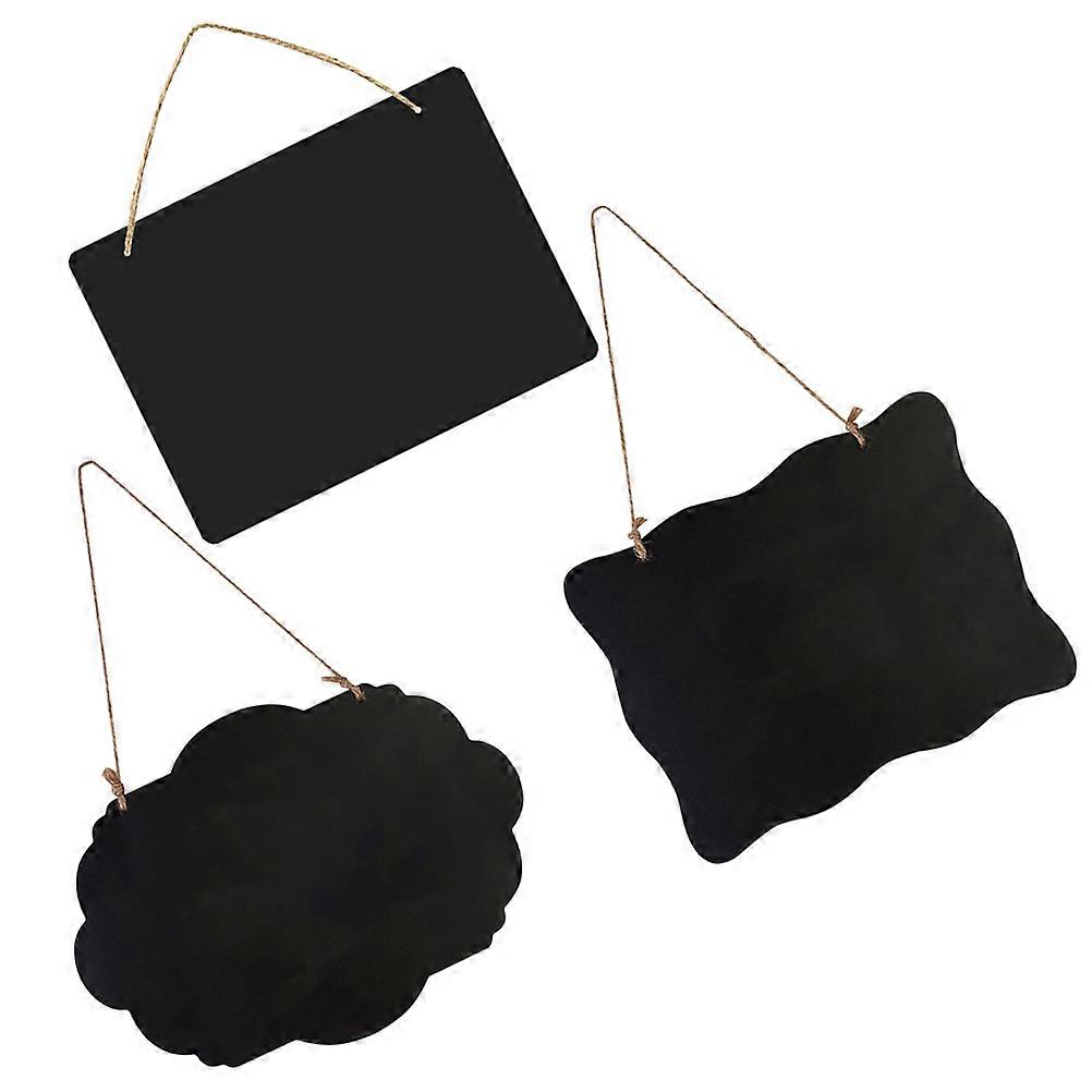 3pcs Mini Double Sided Wooden Blackboard Decor for Home, Office, Events – Wavy Floral Edges, Smooth Surface for Easy Writing & Cleaning