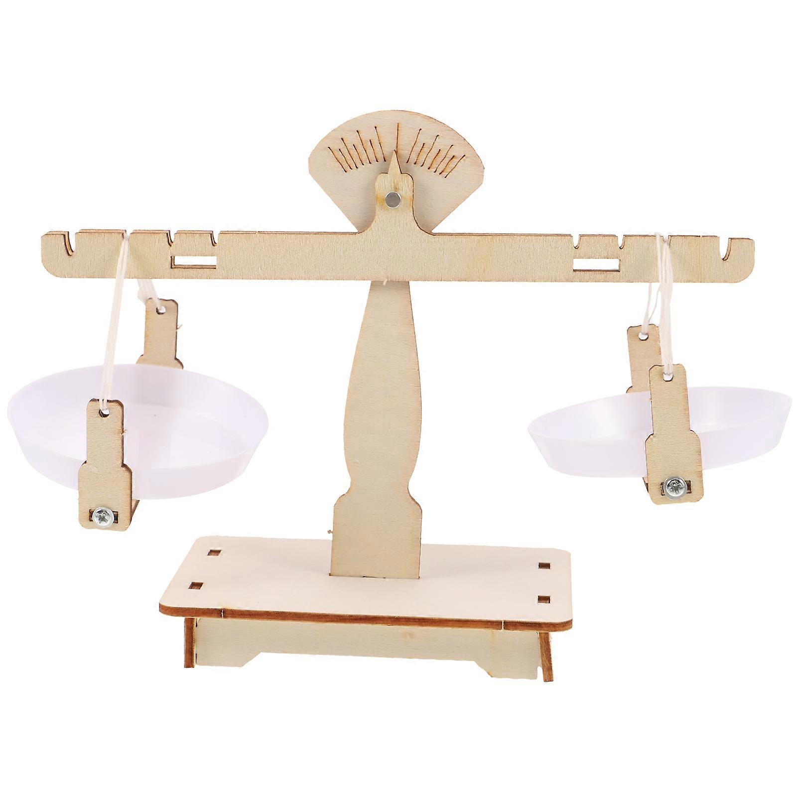 Wooden Balance Scale Toy for Kids Science Projects and Decoration Khaki Color Safe Design 1 Set