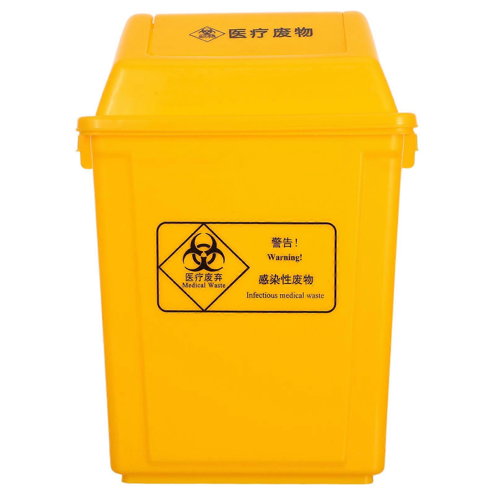 Hazardous Waste Containment Medical Waste Container For Laboratory Easy Cleaning Bright Yellow 14.8×10.8×7.6in 1Pcs