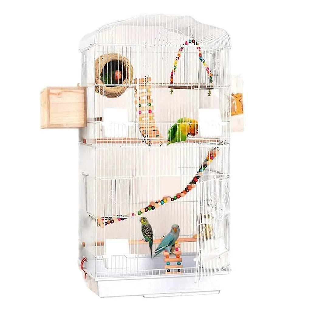 Solid Small Bird Cage, Durable Solid Wood Construction, Metal Bird Carrier Box, High Capacity Transport for Home (White)