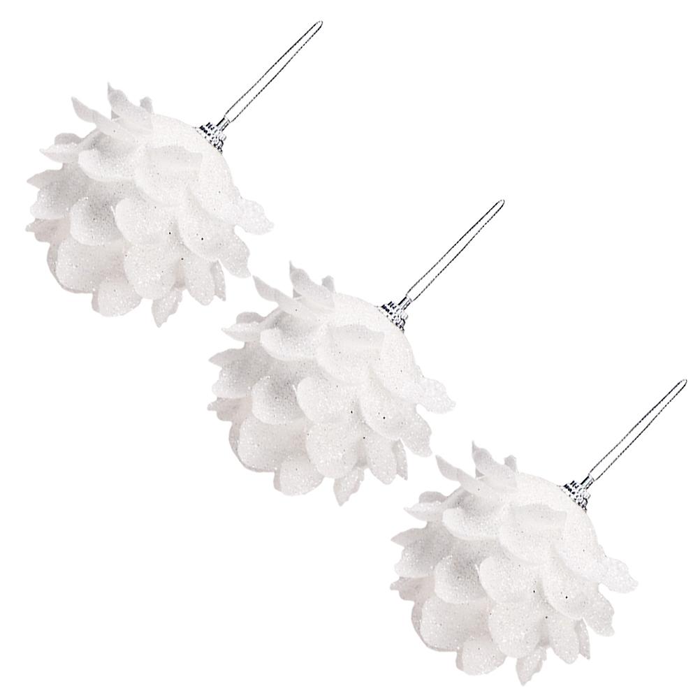 3Pcs Xmas Decorative Hanging Ornaments In White Foam For Creating Celebratory Atmosphere On Special Occasions