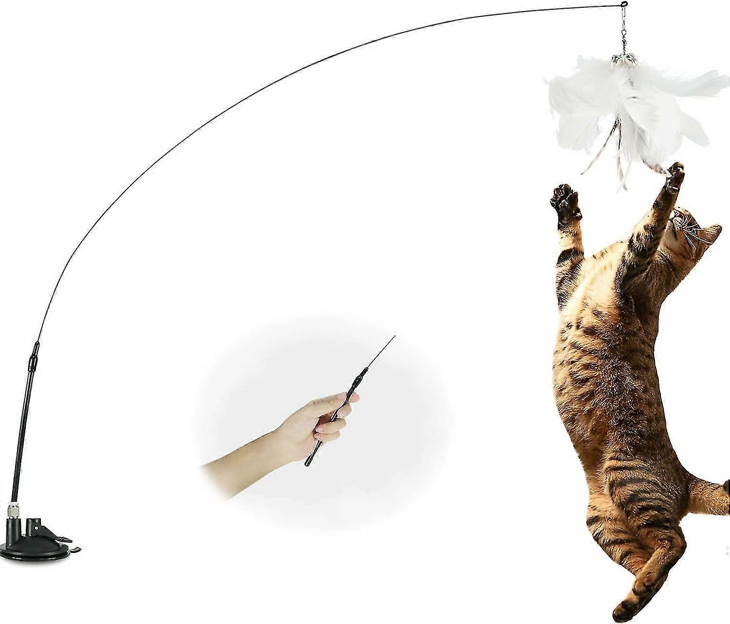 Cat Feather Toy with Bell Suction Cup for Interactive Indoor Play