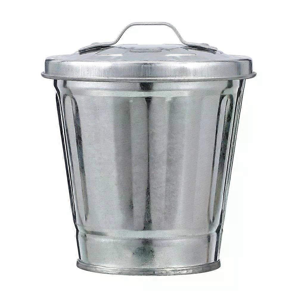 Garbage Recycling Container, Mini Desktop Trash Can Wastebasket Iron Small Bin for Home Office Car