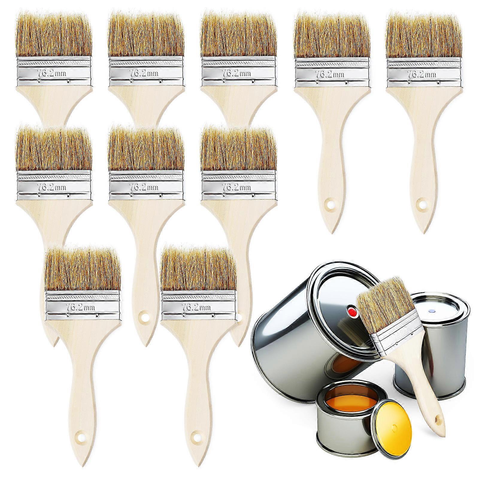Chip Paint Brush Wooden Handle for Cooking 30Pcs Set with Dense Bristles