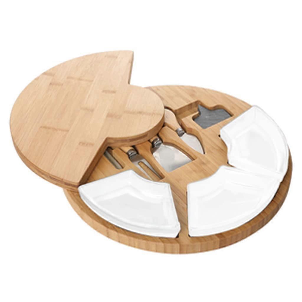 Exquisite Bamboo Charcuterie Board with Slate Inserts and Drawers