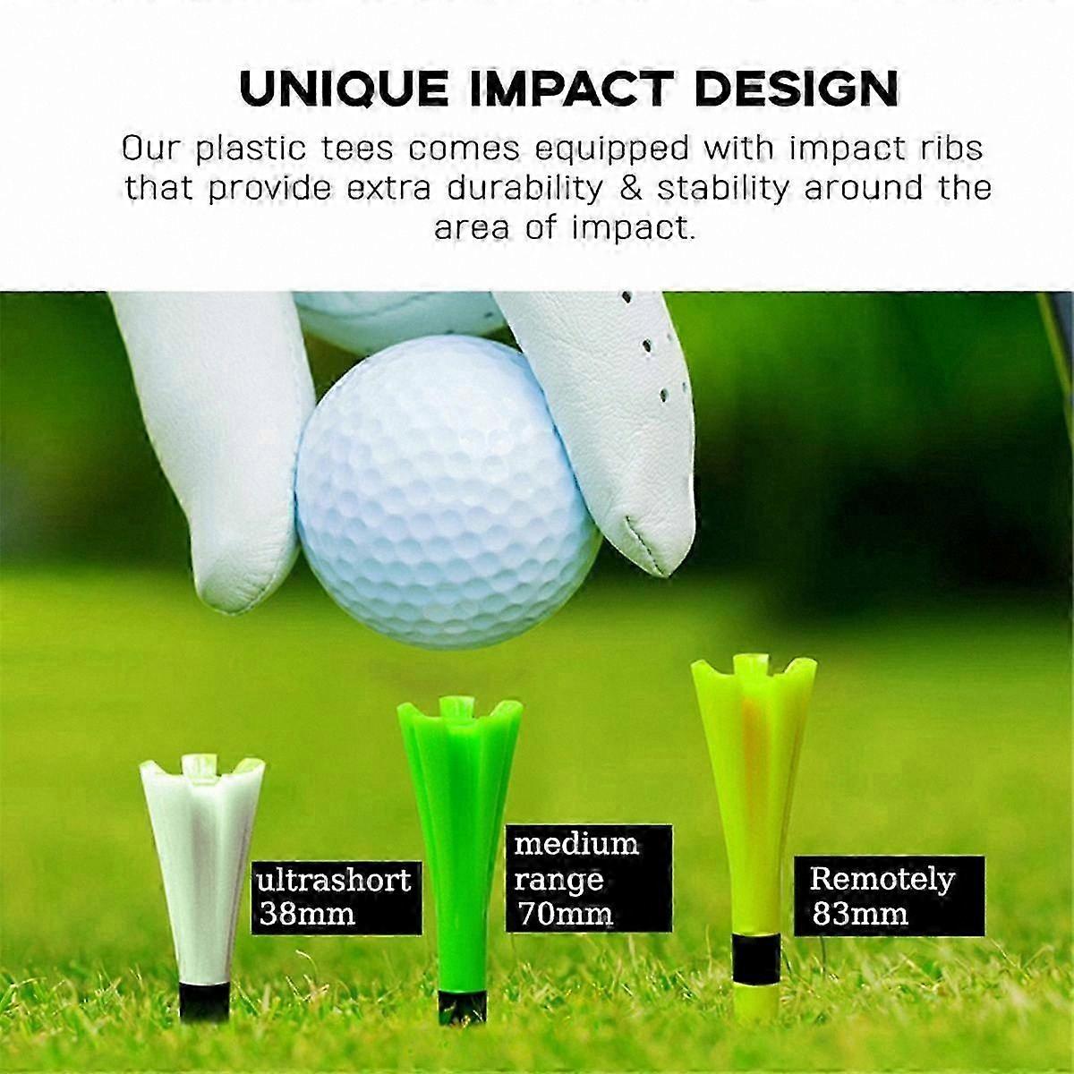 100 Pack Durable Golf Tees 83mm, Enhanced Aerodynamics for Longer Drives, Four-Prong Design for Stability