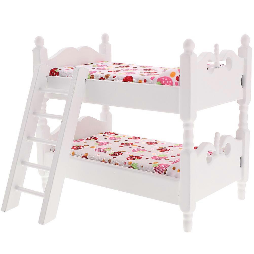 Wooden Mini House Scale Furniture with Pillows and Quilts – Detailed Dollhouse Bedroom Decor Accessory for Collectors