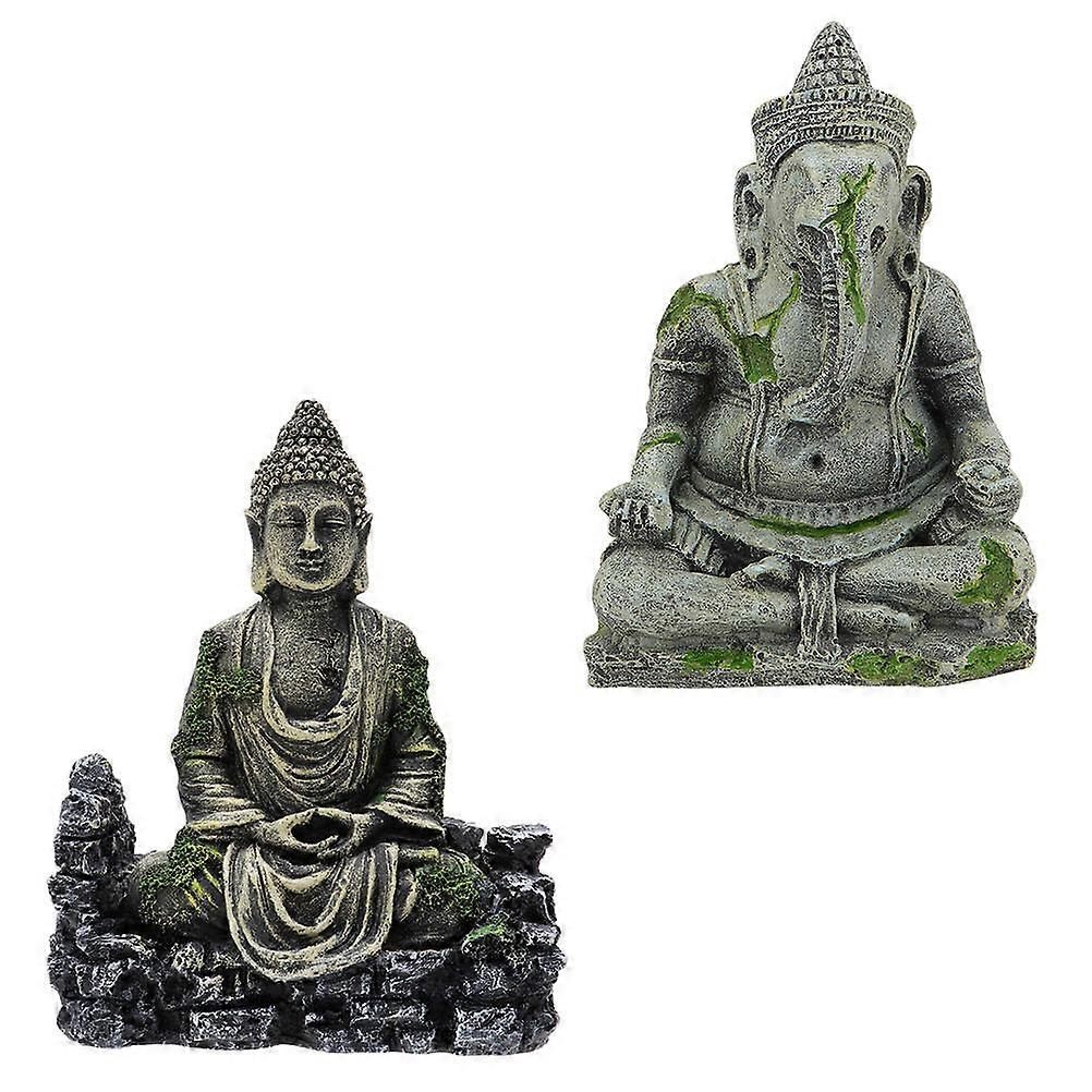 Fish Tank Ornament Resin Shape Underwater Landscape Enhancement Dark Grey Resin Material 2Pcs