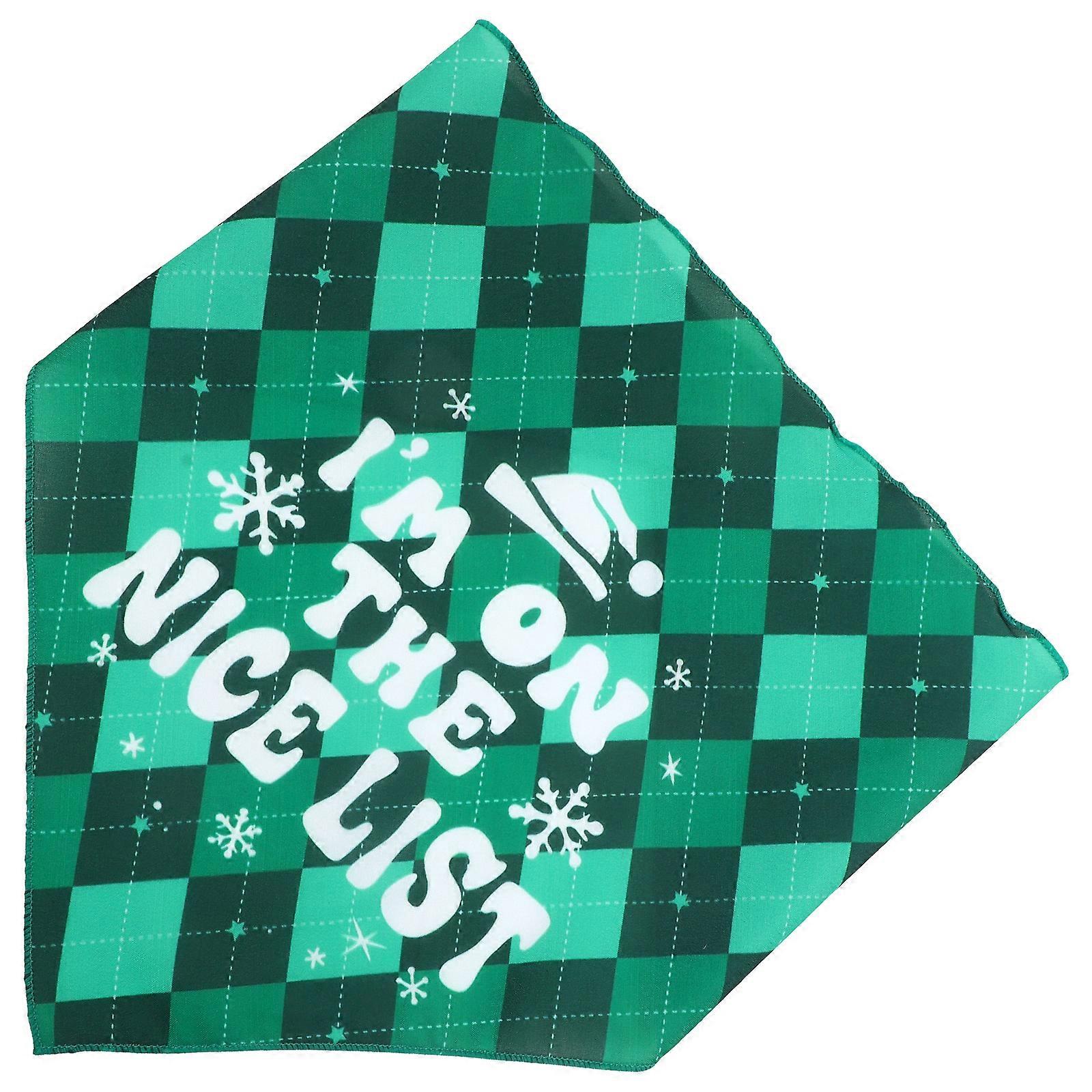 Dog Holiday Bandana Triangular Christmas Parties Festivals Green Polyester Saliva Absorption 1Pack