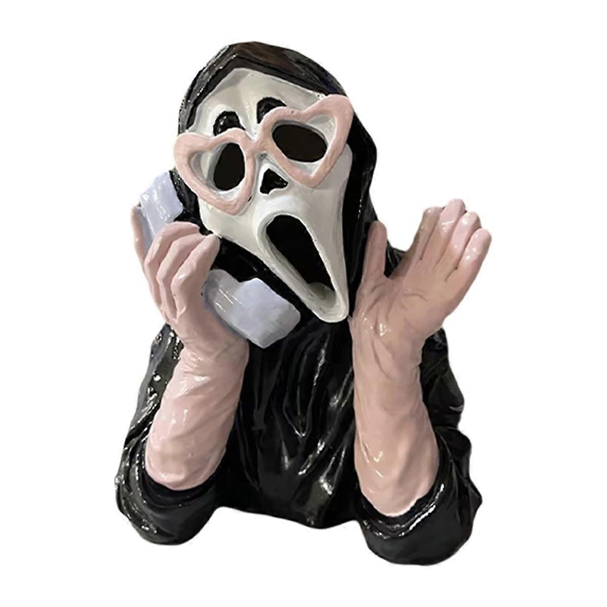 Luminous Resin Ornament Pink Ghost Face Halloween