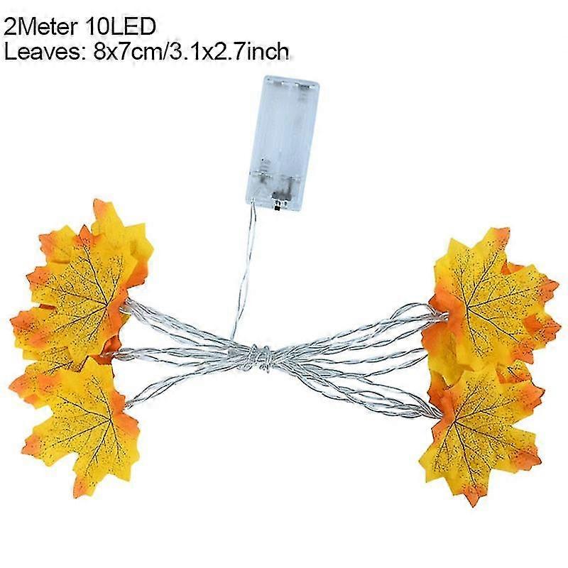 2M 10led Artificial Autumn Maple Leaves Garland Led Fairy Lights Fo...
